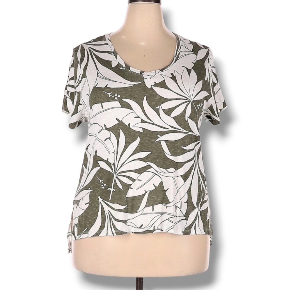 Philosophy Short Sleeve Top Womens‎ Size XXL PIMA Cotton Tropical Palm